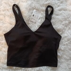 Athleta Transcend Rib V Neck Crop Bra